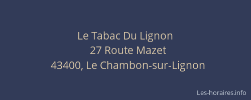 Le Tabac Du Lignon
