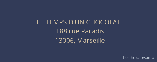 LE TEMPS D UN CHOCOLAT