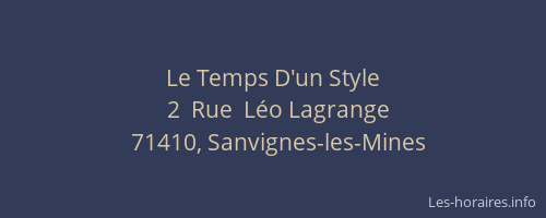 Le Temps D'un Style