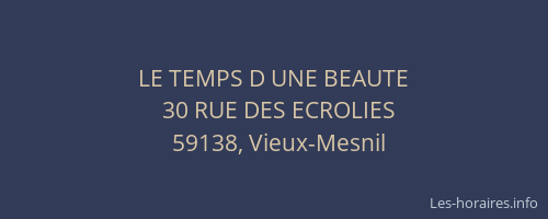 LE TEMPS D UNE BEAUTE