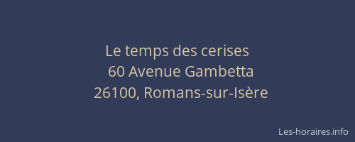 Le temps des cerises
