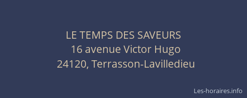 LE TEMPS DES SAVEURS