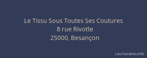 Le Tissu Sous Toutes Ses Coutures