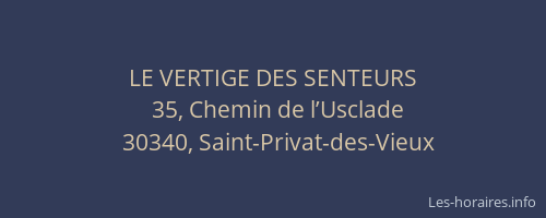 LE VERTIGE DES SENTEURS