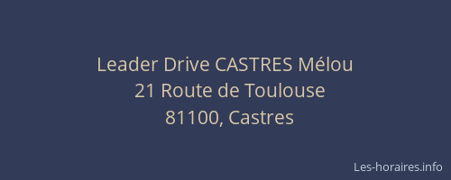 Leader Drive CASTRES Mélou