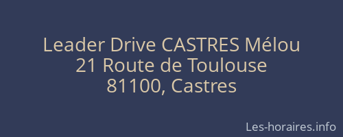 Leader Drive CASTRES Mélou
