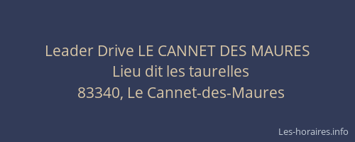 Leader Drive LE CANNET DES MAURES
