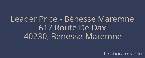 Leader Price - Bénesse Maremne