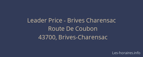 Leader Price - Brives Charensac