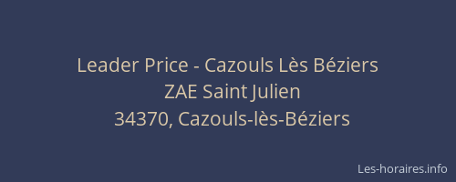 Leader Price - Cazouls Lès Béziers
