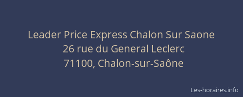 Leader Price Express Chalon Sur Saone