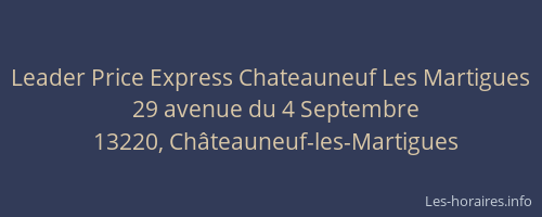 Leader Price Express Chateauneuf Les Martigues