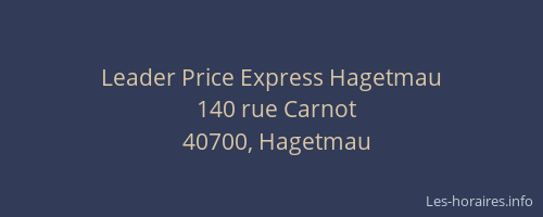 Leader Price Express Hagetmau