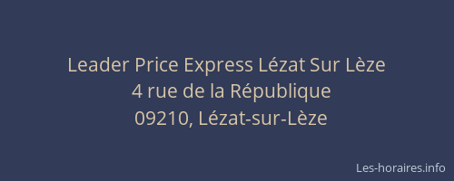 Leader Price Express Lézat Sur Lèze