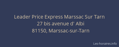 Leader Price Express Marssac Sur Tarn