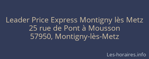Leader Price Express Montigny lès Metz