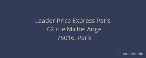 Leader Price Express Paris