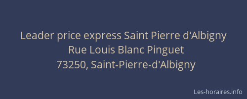 Leader price express Saint Pierre d'Albigny