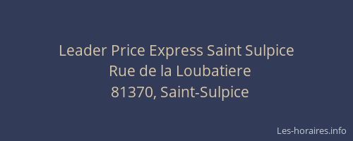 Leader Price Express Saint Sulpice