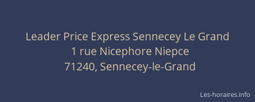 Leader Price Express Sennecey Le Grand