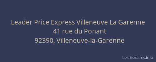 Leader Price Express Villeneuve La Garenne