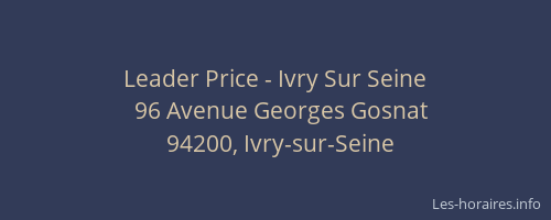 Leader Price - Ivry Sur Seine