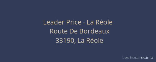 Leader Price - La R&eacute;ole
