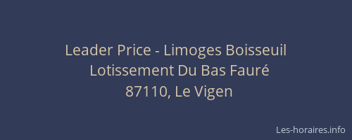 Leader Price - Limoges Boisseuil