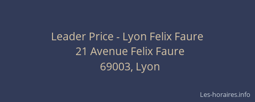 Leader Price - Lyon Felix Faure