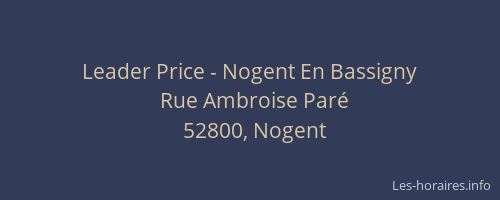 Leader Price - Nogent En Bassigny