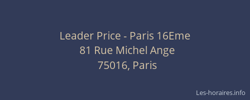 Leader Price - Paris 16Eme