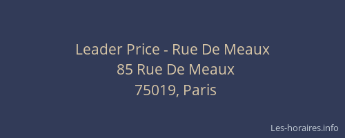 Leader Price - Rue De Meaux