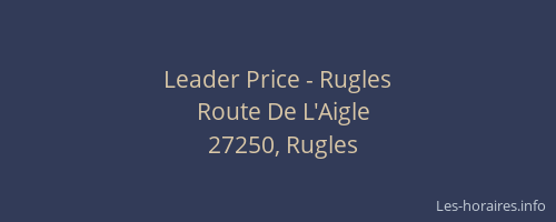 Leader Price - Rugles