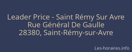 Leader Price - Saint Rémy Sur Avre