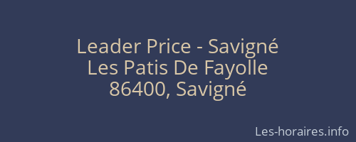 Leader Price - Savigné