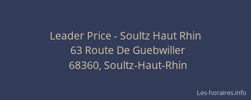 Leader Price - Soultz Haut Rhin
