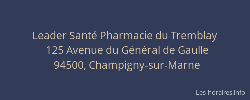 Leader Santé Pharmacie du Tremblay