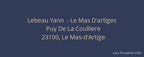 Lebeau Yann  - Le Mas D'artiges