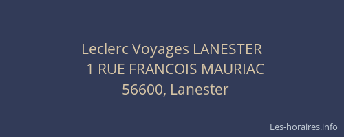 Leclerc Voyages LANESTER