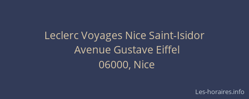 Leclerc Voyages Nice Saint-Isidor