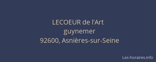 LECOEUR de l'Art