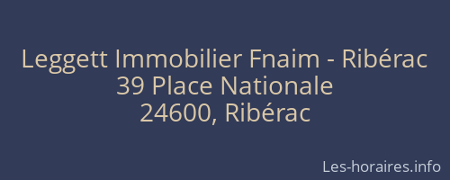 Leggett Immobilier Fnaim - Ribérac