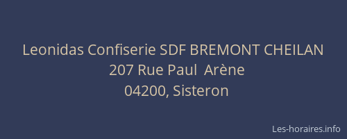 Leonidas Confiserie SDF BREMONT CHEILAN