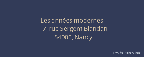 Les années modernes