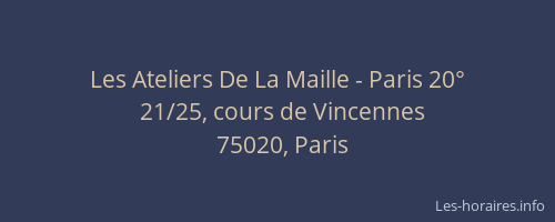 Les Ateliers De La Maille - Paris 20°