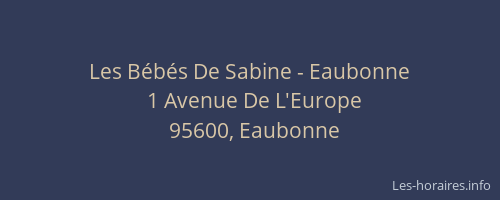 Les Bébés De Sabine - Eaubonne