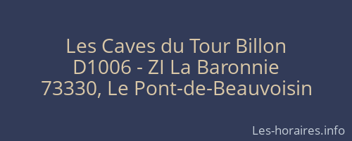 Les Caves du Tour Billon