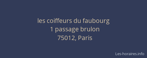 les coiffeurs du faubourg