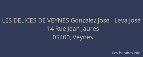 LES DELICES DE VEYNES Gonzalez José - Leva José
