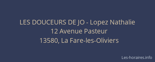 LES DOUCEURS DE JO - Lopez Nathalie